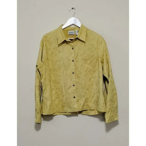 Chico's Design Size 2/L Yellow Embroidered Boho Lightweight Jacket